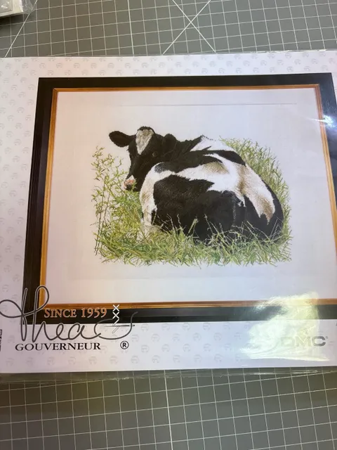 Набор 452 Counted Cross Stitch Kit Cow on Meadow - Linen 32 Count