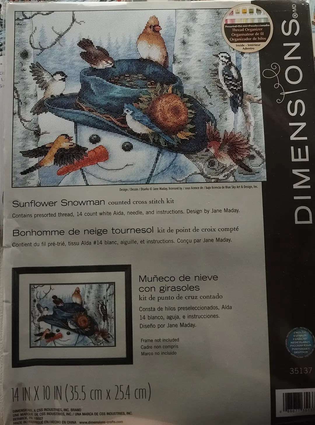 Dimensions Sunflower snowman — схемы и наборы